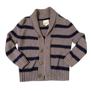 Peek Gray and Navy Striped Sweater Cardigan